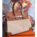 Hermes Canvas Birkin 30cm Bag With Brown Leather HT00119