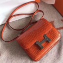 Hermes Constance 24cm Orange Porosus Crocodile HT00522