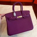 Hermes Cyclamen Clemence Birkin 25cm Handmade Bag HT00412