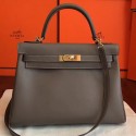 Hermes Etoupe Swift Kelly Retourne 32cm Handmade Bag HT00317