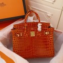 Hermes Birkin 30cm Bag In Orange Cowhide Material  HT00396