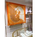 Hermes Jaune Paperoles Silk Twill Scarf HT01004