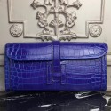 Hermes Jige Elan 29 Clutch In Blue Electric Crocodile Leather HT00143