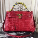 Hermes Kelly 32cm Bag In Dark Red Crocodile Leather HT00299