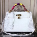 Hermes Kelly 32cm Bag In White Crocodile Leather HT00124