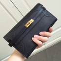 Hermes Kelly Ghillies Wallet In Black Swift Leather HT00890