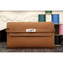 Hermes Kelly Longue Wallet In Brown Clemence Leather HT00008