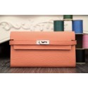 Hermes Kelly Longue Wallet In Crevette Clemence Leather HT00355