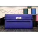 Hermes Kelly Longue Wallet In Electric Blue Clemence Leather HT00347