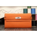 Hermes Kelly Longue Wallet In Orange Clemence Leather HT00757