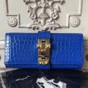 Hermes Medor Clutch Bag In Blue Crocodile Leather HT00504