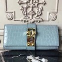 Hermes Medor Clutch Bag In Ciel Crocodile Leather HT01135