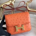 Hermes Mini Constance 18cm Orange Ostrich Leather HT00294