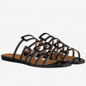 Hermes Olympe Sandals In Black Nappa Leather HT00025