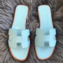 Hermes Oran Sandals In Blue Atoll Epsom Leather HT00191