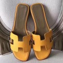 Hermes Oran Sandals In Jaune Epsom Leather HT00086