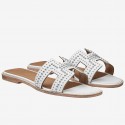 Hermes Oran Studs Sandals In White Leather HT00567