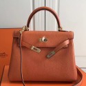 Hermes Orange Clemence Kelly 25cm GHW Bag HT00013