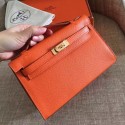 Hermes Orange Epsom Kelly Pochette Handmade Bag HT00232