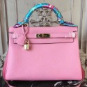 Hermes Pink Clemence Kelly 28cm Bag HT00425