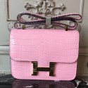 Hermes Pink Constance MM 24cm Crocodile Bag HT01117