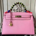 Hermes Pink Epsom Kelly 32cm Sellier Bag HT00169