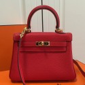 Hermes Red Clemence Kelly 20cm GHW Bag HT01174