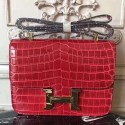 Hermes Red Constance MM 24cm Crocodile Bag HT00584