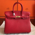 Hermes Red Epsom Birkin 25cm Handmade Bag HT00753