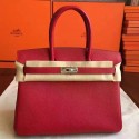 Hermes Red Epsom Birkin 30cm Handmade Bag HT01175