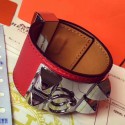 Hermes Red Epsom Collier de Chien Bracelet Size S HT00536