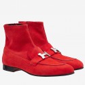 Hermes Red Saint Honore Ankle Boots HT00643