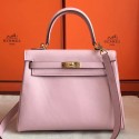 Hermes Rose Dragee Swift Kelly Retourne 28cm Handmade Bag HT00496