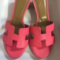 Hermes Rose Lipstick Epsom Oasis Sandals HT00109