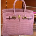 Hermes Rose Pink Birkin 30cm Crocodile Niloticus Shiny Bag HT20019