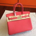 Hermes Rose Red Epsom Birkin 25cm Handmade Bag HT00577