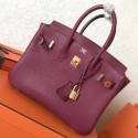 Hermes Ruby Clemence Birkin 25cm Handmade Bag HT01291