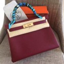 Hermes Ruby Clemence Kelly Retourne 28cm Handmade Bag HT00372