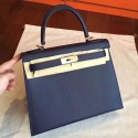 Hermes Sapphire Epsom Kelly Sellier 28cm Handmade Bag HT00479