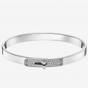 Hermes Silver Small Kelly Bracelet With Diamonds HT00373