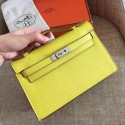 Hermes Soufre Epsom Kelly Pochette Handmade Bag HT00056