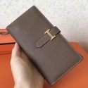 Hermes Taupe Clemence Bearn Gusset Wallet HT00380