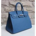 Hermes Bule Clemence Birkin 35cm Handmade Bag HT01171