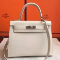 Hermes White Epsom Kelly Sellier 28cm Handmade Bag HT01208