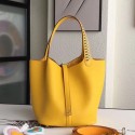 Hermes Yellow Picotin Lock 22cm Braided Handles Bag HT00732