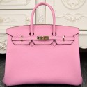 High Quality Fake Hermes Birkin 30cm 35cm Bag In Pink Clemence Leather HT00100