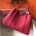 High Quality Hermes Rose Red Clemence Garden Party 30cm Handmade Bag HT00871