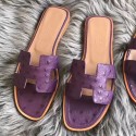 Hot Hermes Oran Sandals In Purple Ostrich Leather HT01319