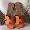 Imitation AAA Hermes Oran Sandals In Orange Epsom Leather HT01052