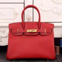 Imitation Hermes Birkin 30cm 35cm Bag In Red Epsom Leather HT01285